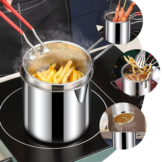 Stainless Steel Deep Fryer Pot with Oil Drain Basket