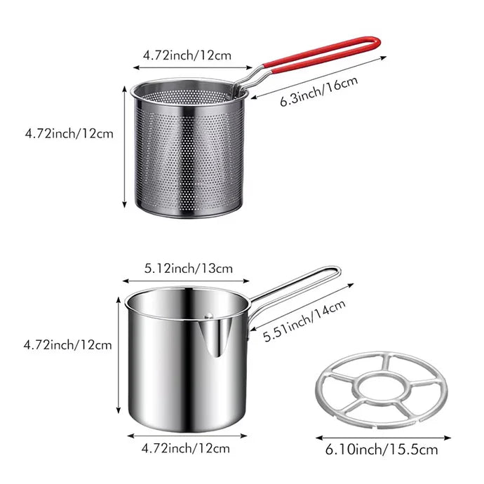 Stainless Steel Deep Fryer Pot with Oil Drain Basket