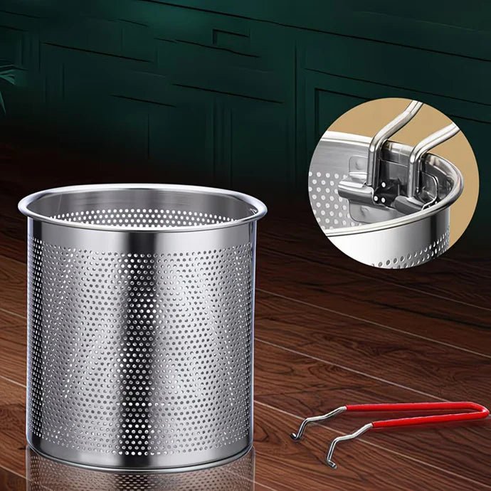 Stainless Steel Deep Fryer Pot with Oil Drain Basket