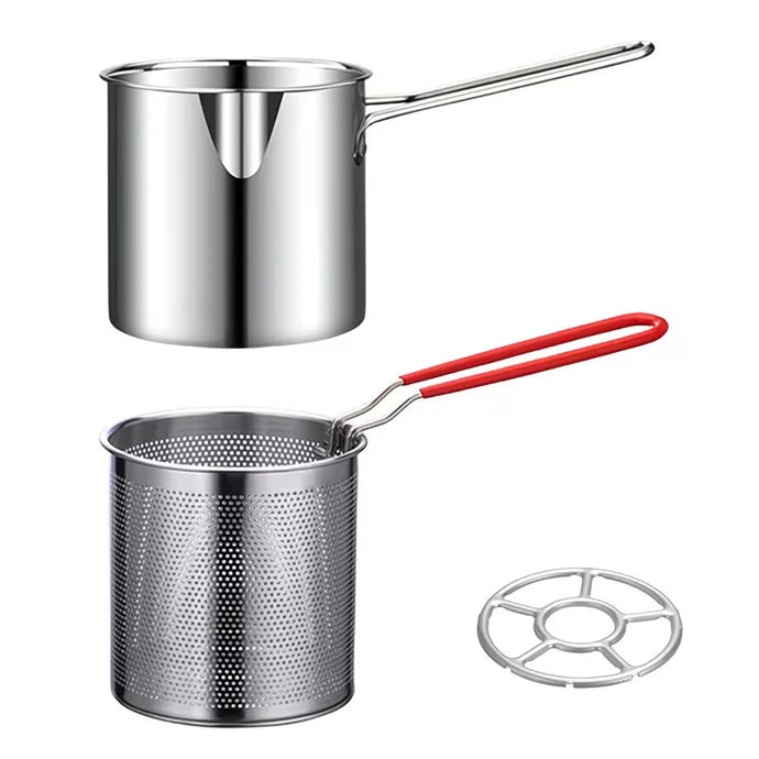 Stainless Steel Deep Fryer Pot with Oil Drain Basket