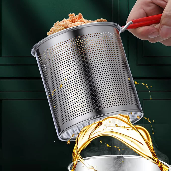 Stainless Steel Deep Fryer Pot with Oil Drain Basket